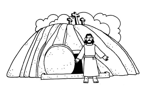 Jesus burial and jesus resurrection coloring page