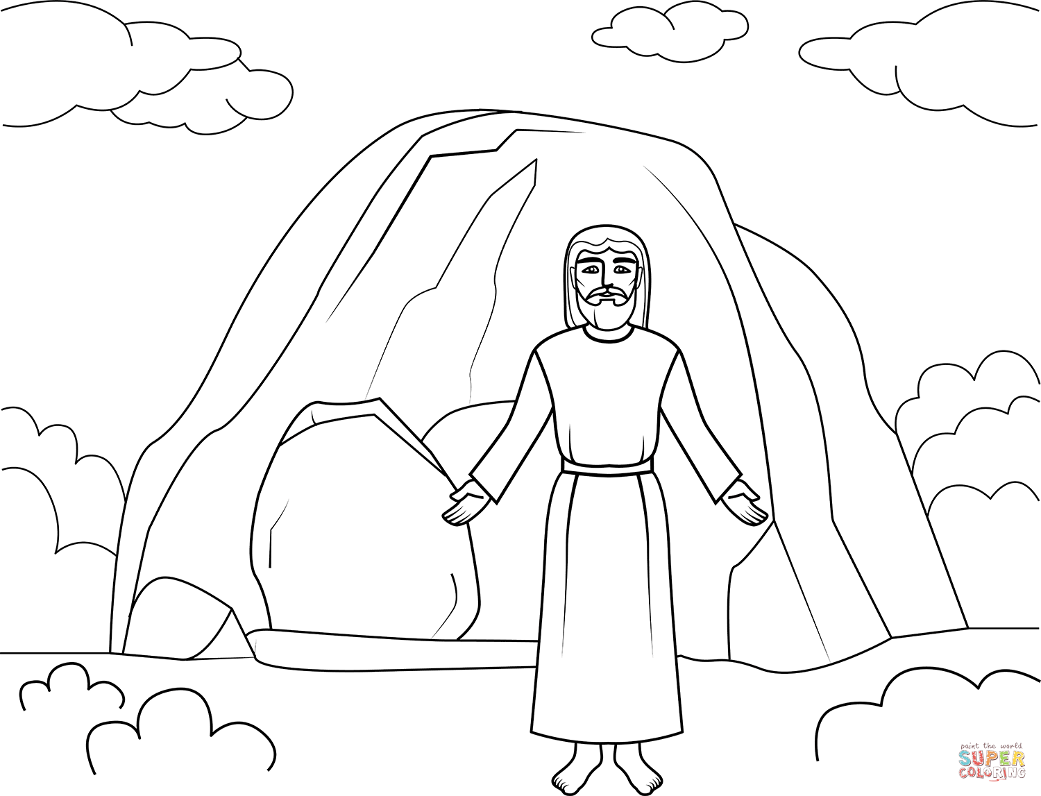 Empty tomb and jesus christ coloring page free printable coloring pages