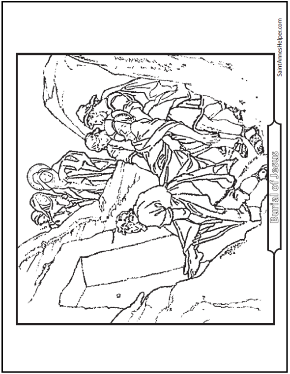 Burial of jesus coloring page ââ mary and apostles bible story