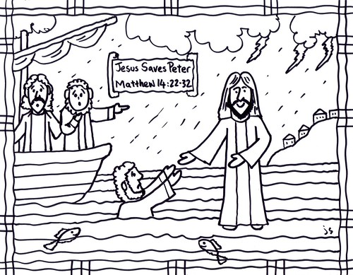 Jesus walks on water coloring page and bible card â stushie art