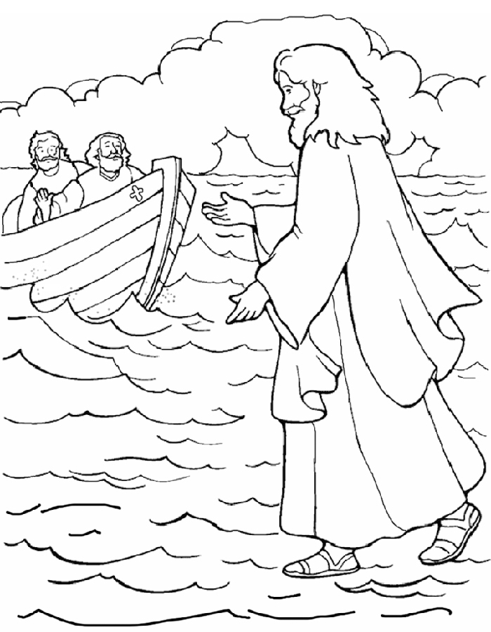 Jesus walks on water coloring page free printable coloring pages for kids