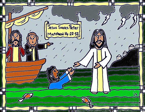 Jesus walks on water coloring page and bible card â stushie art