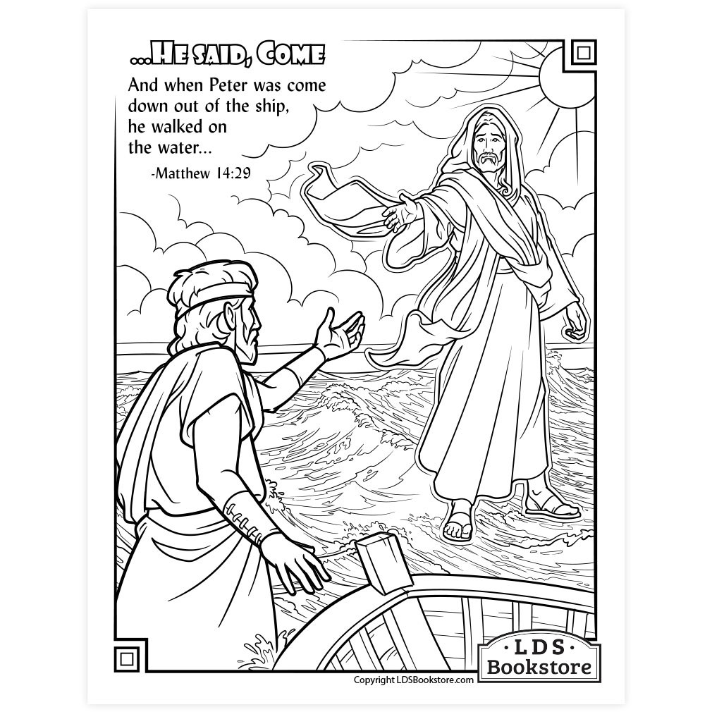 Jesus walks on water coloring page