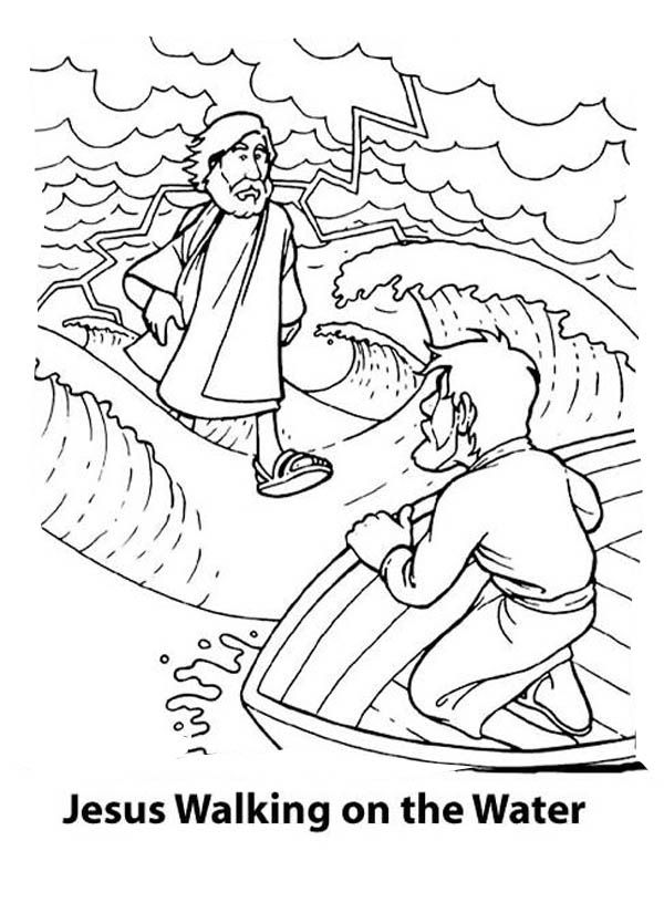 Can walk on the water is miracles of jesus coloring page