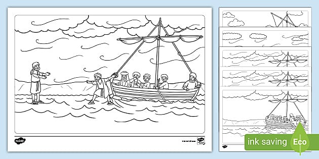 Jesus walks on water colouring pages teacher made