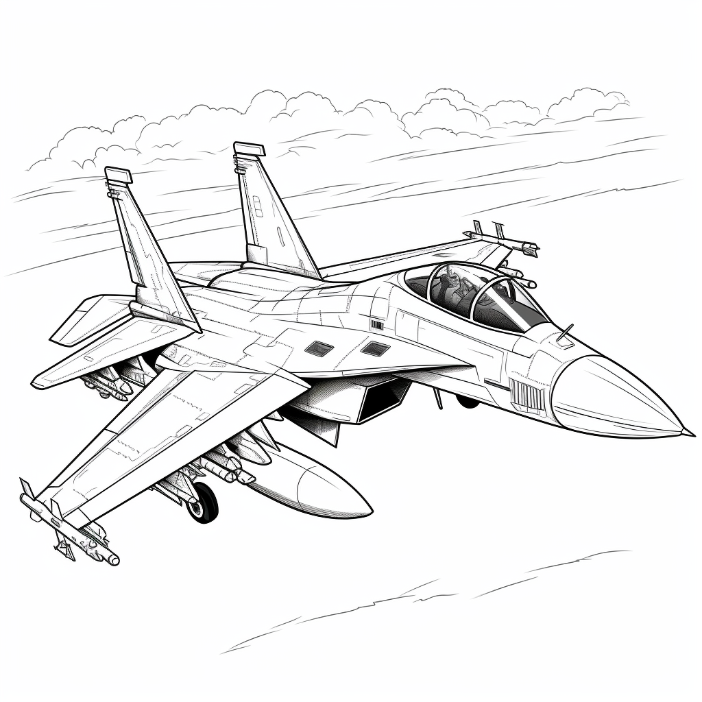 Realistic fighter jet coloring pages