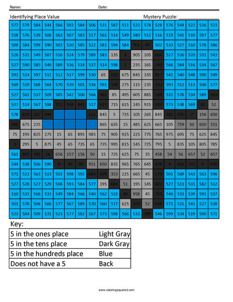 Jet place value mystery coloring