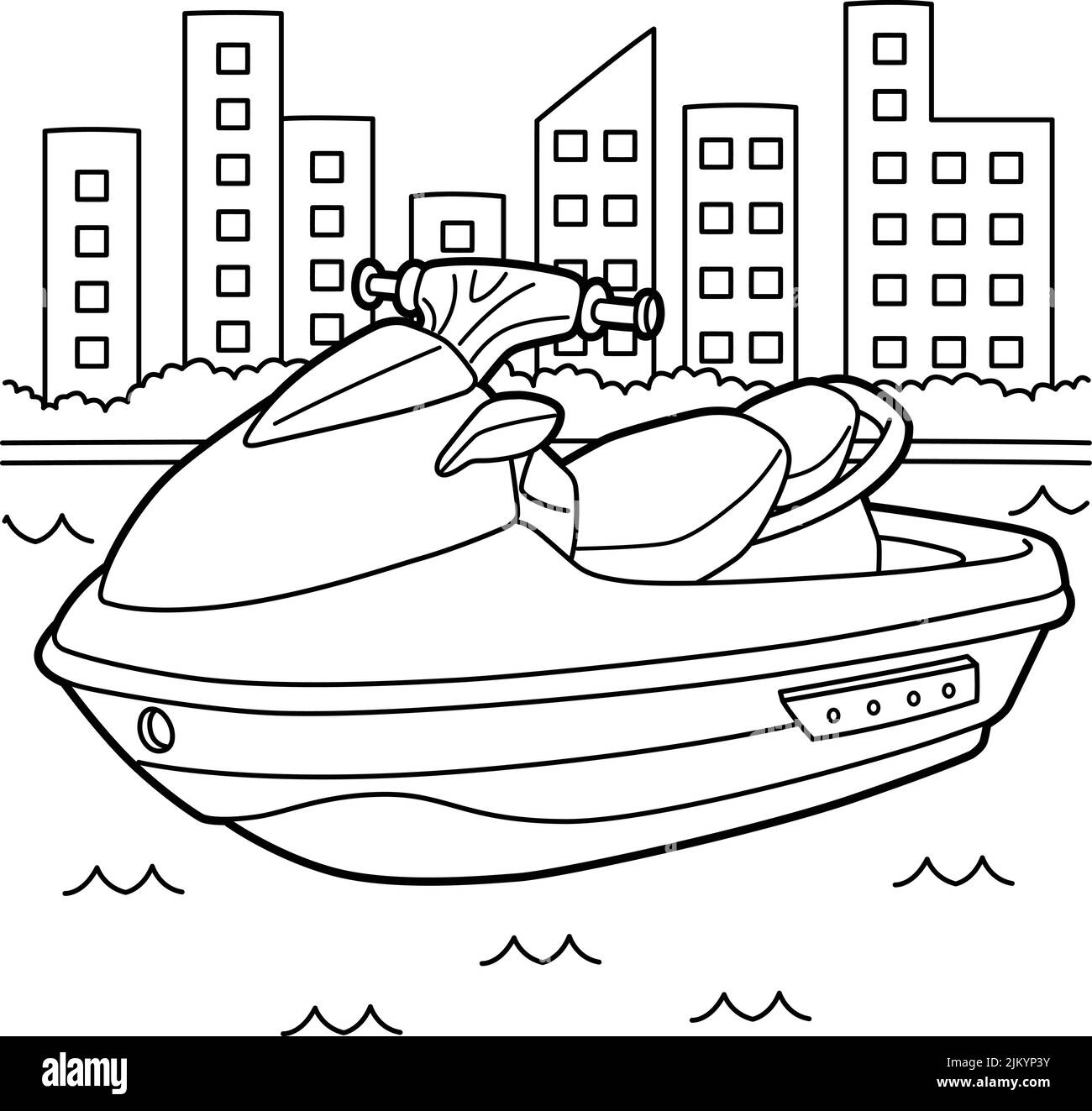 Jet ski vehicle coloring page for kids stock vector image art