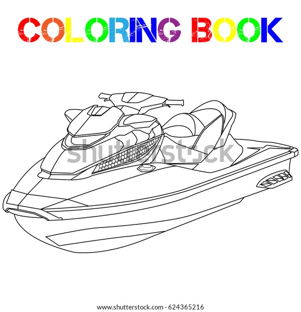 Coloring book fast jet ski powerful stock vector royalty free