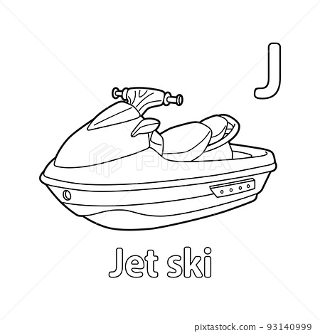 Jet ski alphabet abc coloring page j