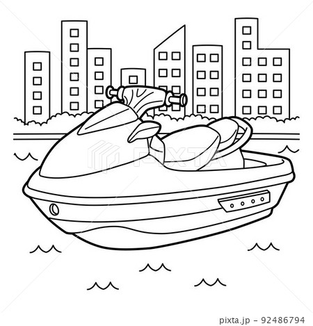 Jet ski vehicle coloring page for kids