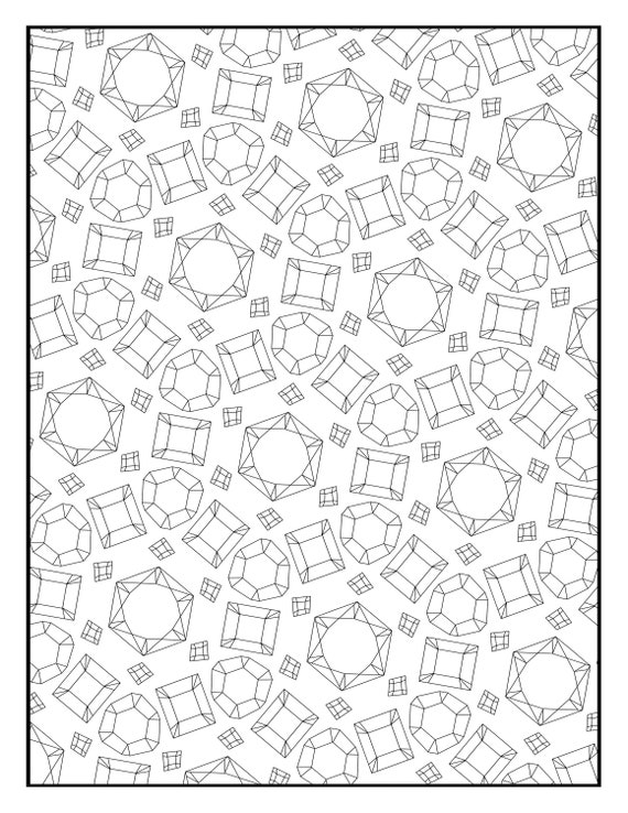 Coloring page jewel gemstone geometric pattern printable