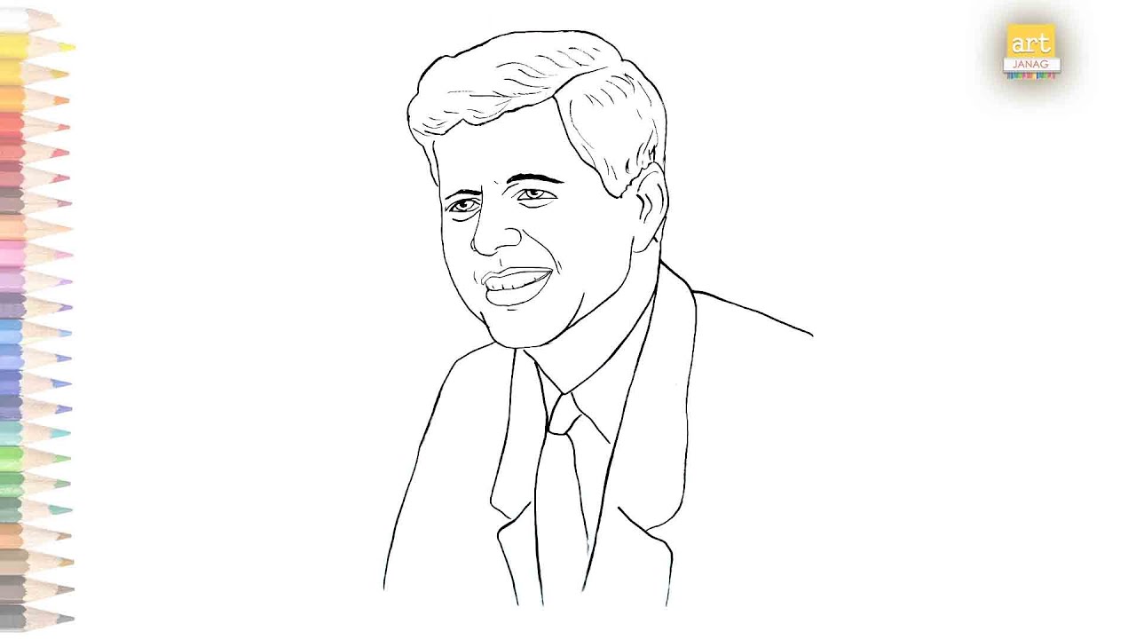 President john f kennedy drawing easy how to draw president john f kennedy