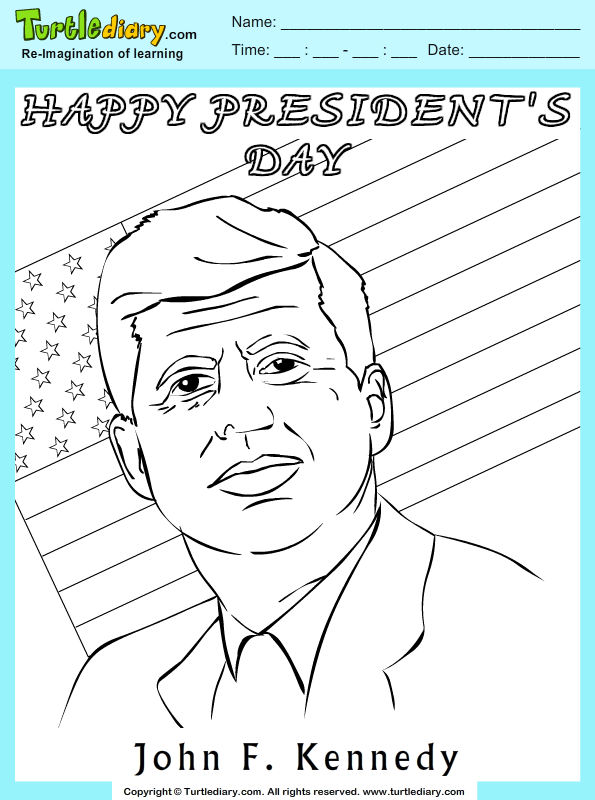 John f kennedy coloring sheet turtle diary