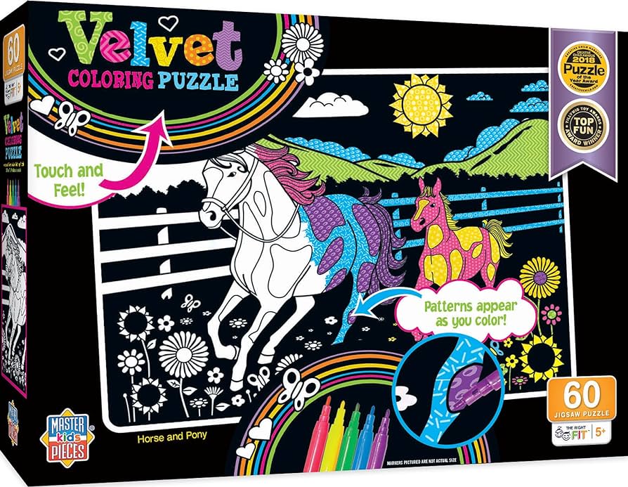 Masterpieces the right fit kids velvet coloring jigsaw puzzle horse and pony tillywig top fun award piece for age toys