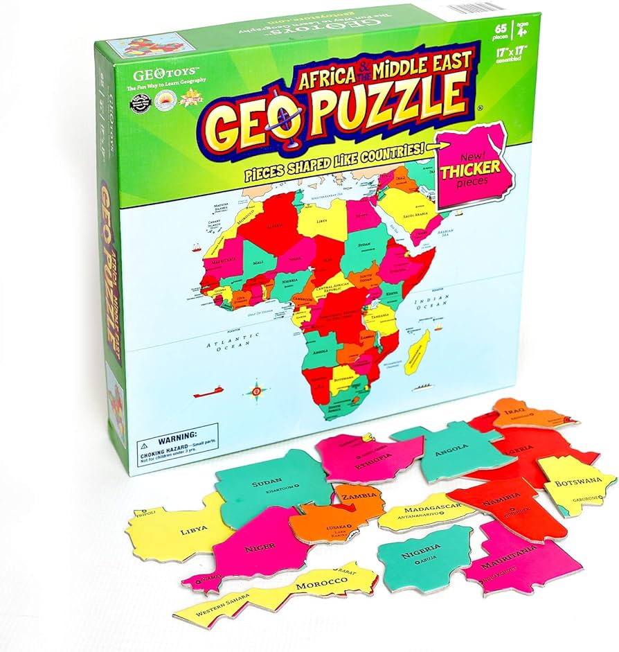 Geotoys â geopuzzle africa and the middle east â educational kid toys for boys and girls piece geography jigsaw puzzle jumbo size kids puzzle â ages and up toys games