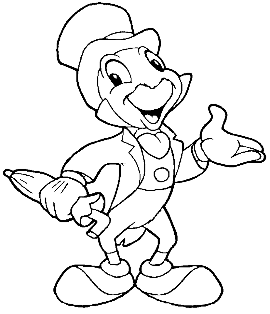 Jiminy cricket disney character coloring page cartoon coloring pages coloring pages coloring books