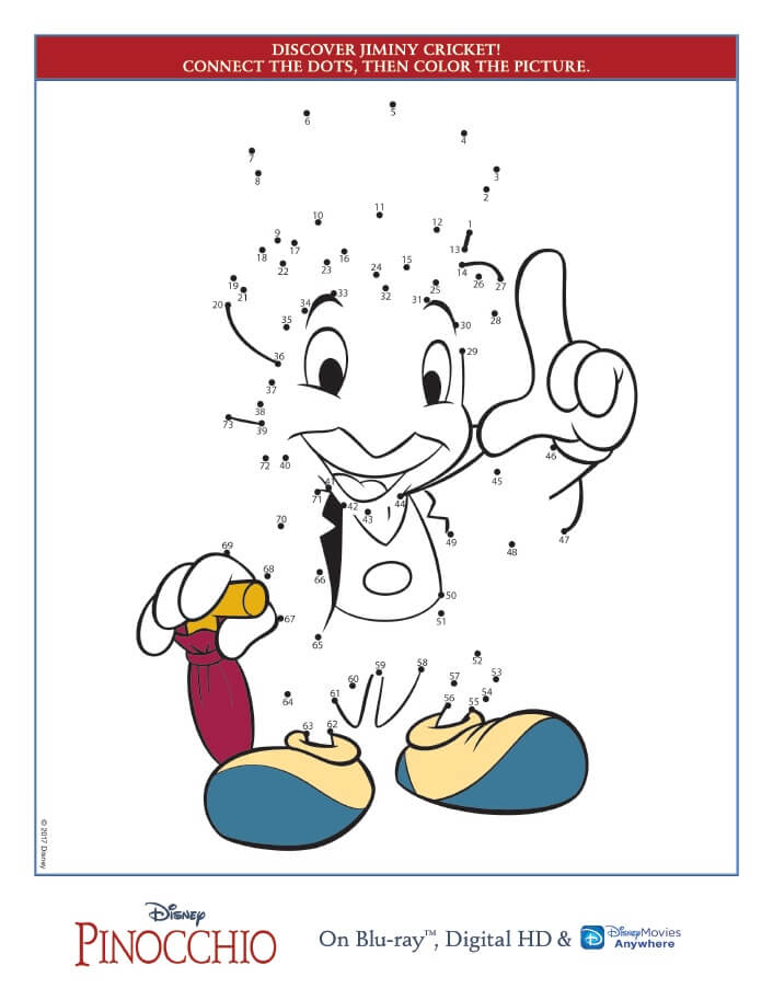 Pinocchio coloring pages and activity sheets