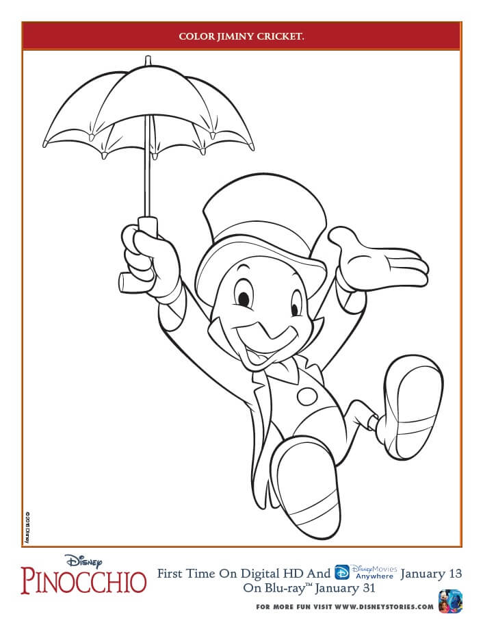 Pinocchio coloring pages and activity sheets