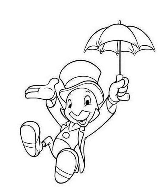 Pinocchio character jiminy cricket coloring pages disney disney character drawings disney coloring pages cute disney drawings