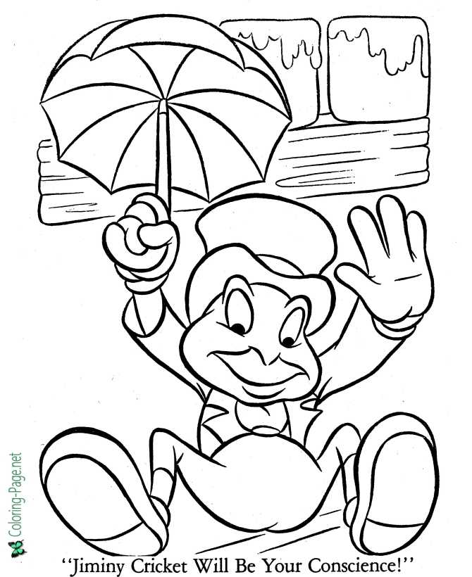 Jiminy cricket coloring page