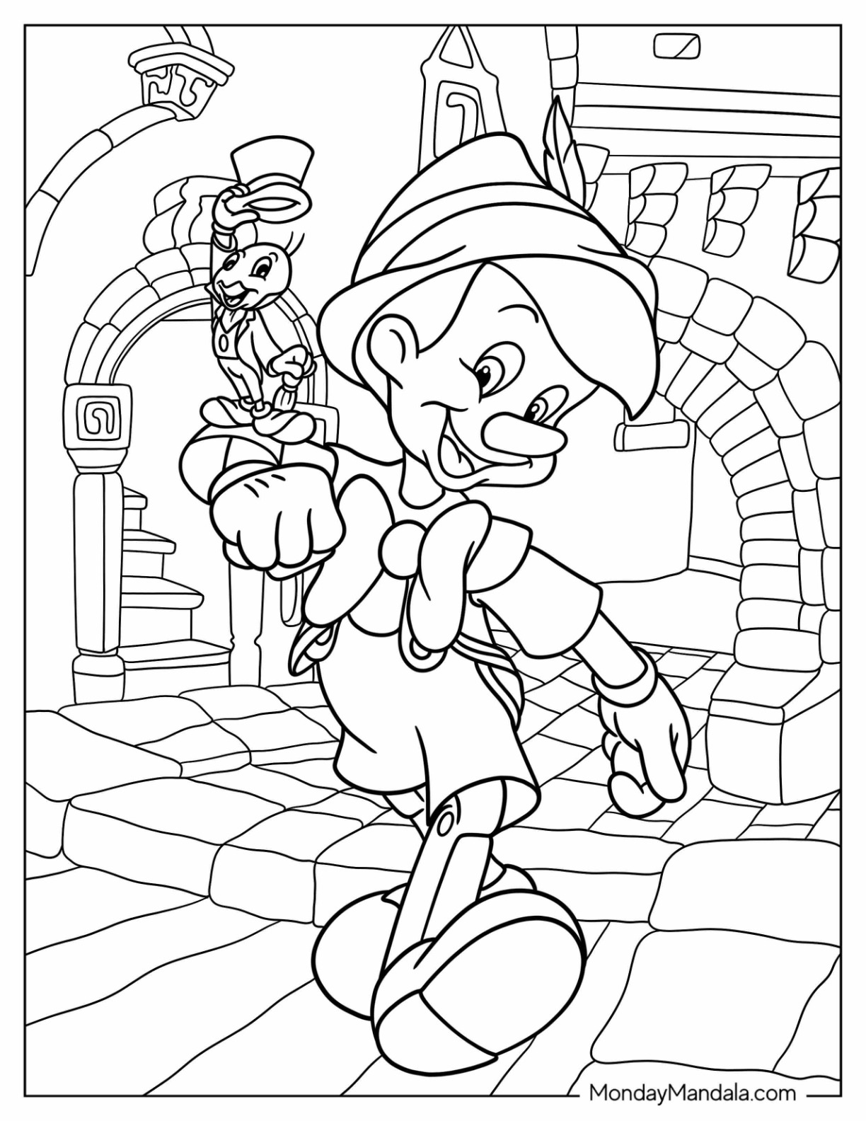 Pinocchio coloring pages free pdf printables