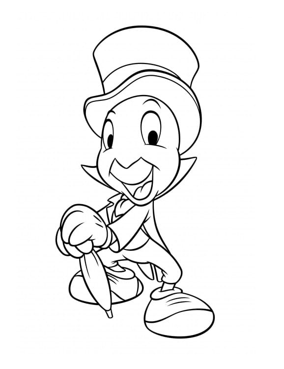 Funny jiminy cricket coloring page