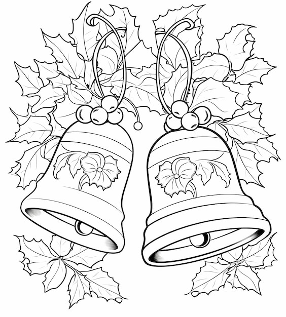 Premium ai image coloring page for kids of jingle bells filled with christmas bells