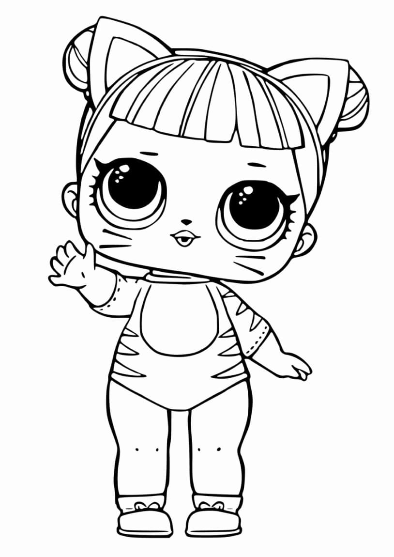 Baby cat lol surprise doll coloring page