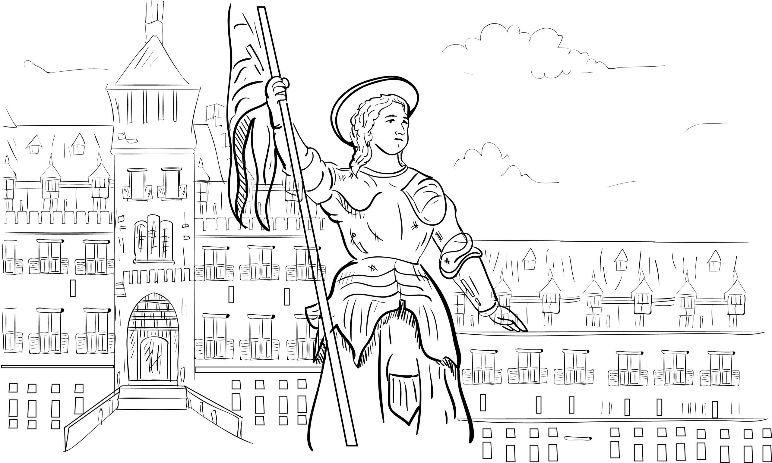 Joan of arc free printable coloring page for kids adults trailblazing women lgbtq folks