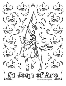 St joan of arc coloring page printable by the little rose shop tpt