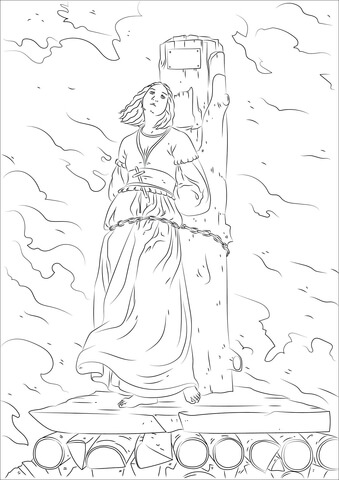 Joan of arc burning at the stake coloring page free printable coloring pages