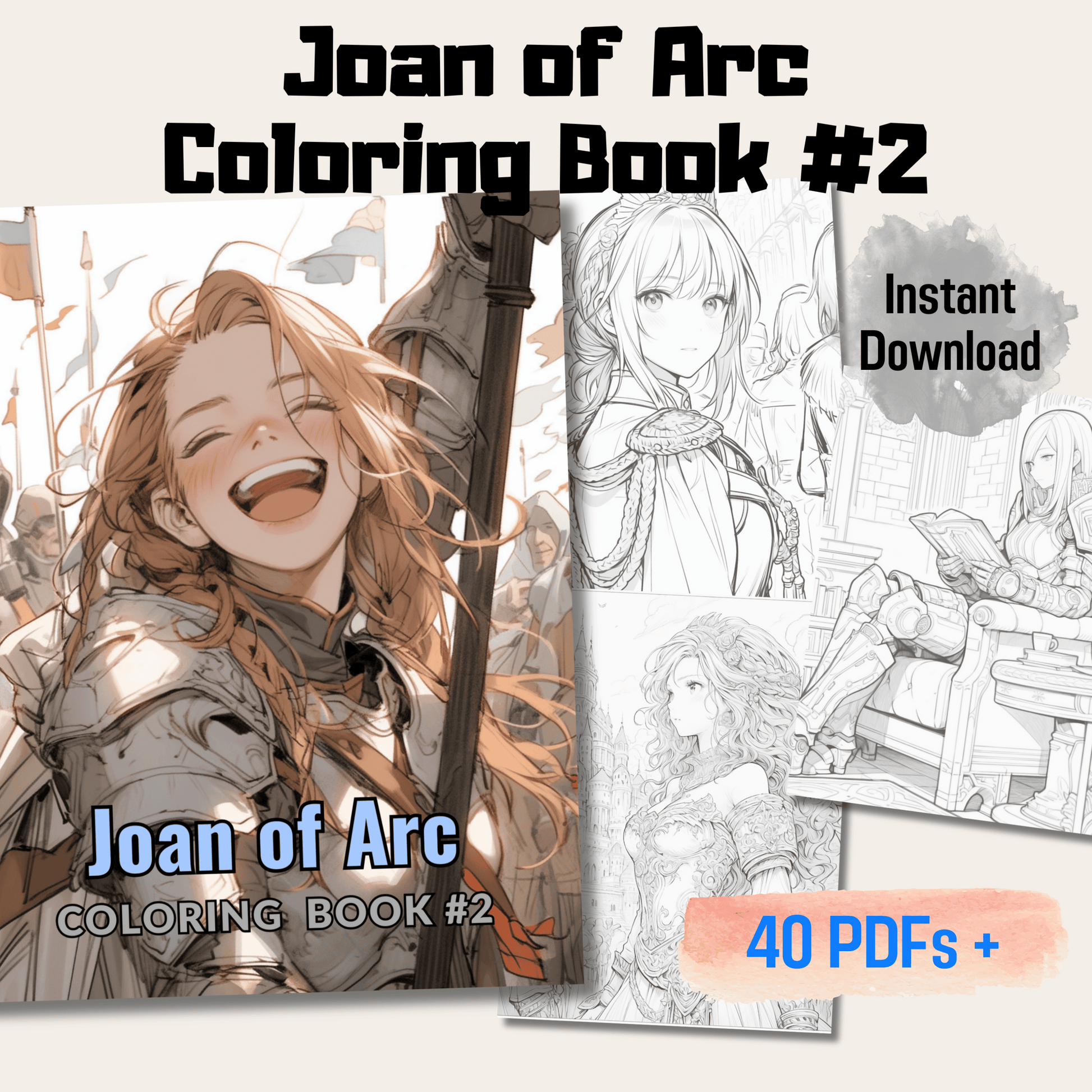 Joan of arc grayscale coloring book