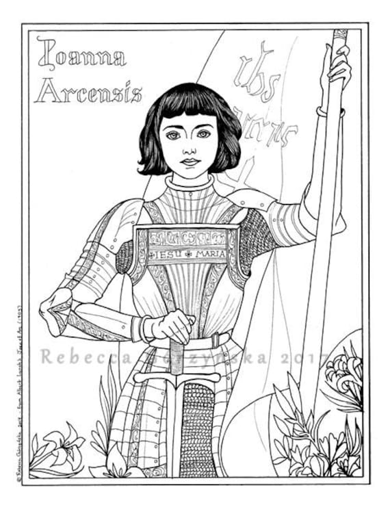 Catholic coloring page joan of arc coloring page