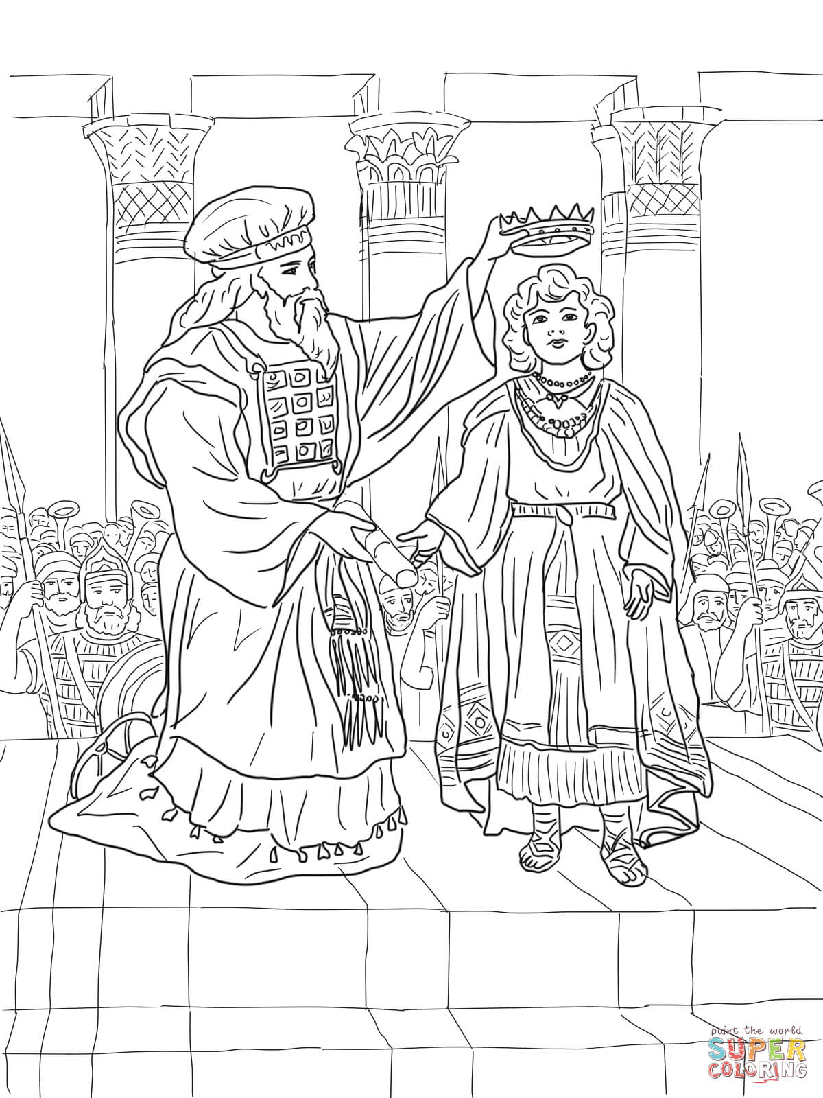 King joash crowned coloring page free printable coloring pages