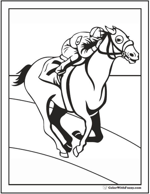 Race horse coloring page