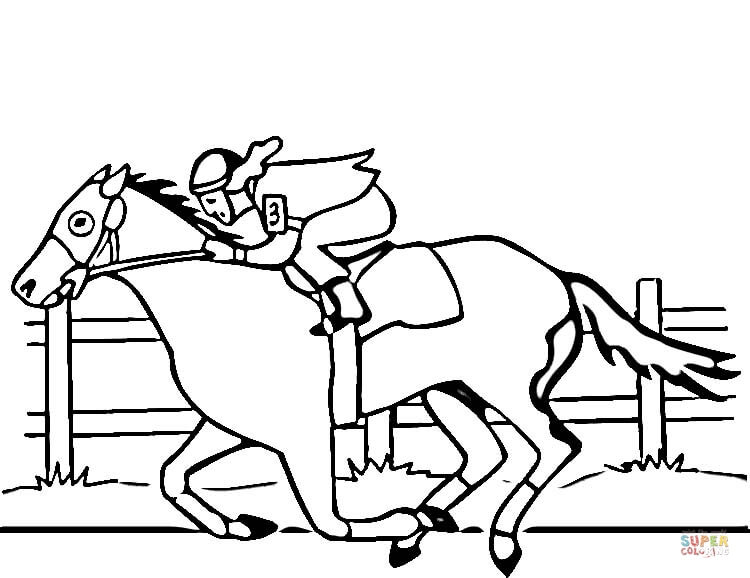Jockey on horse coloring page free printable coloring pages