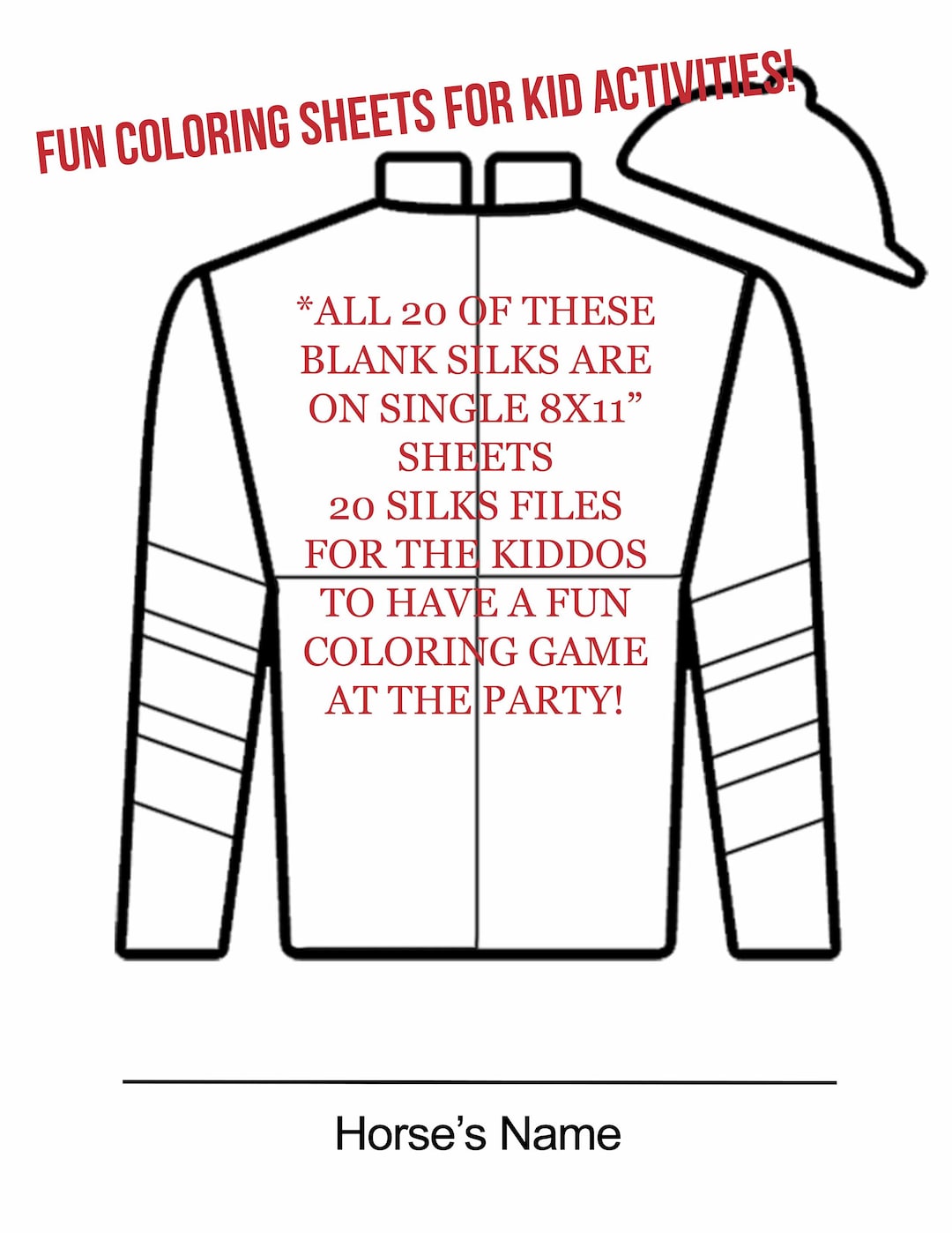 Kentucky derby party printable jockey jersey silk coloring pages different designs