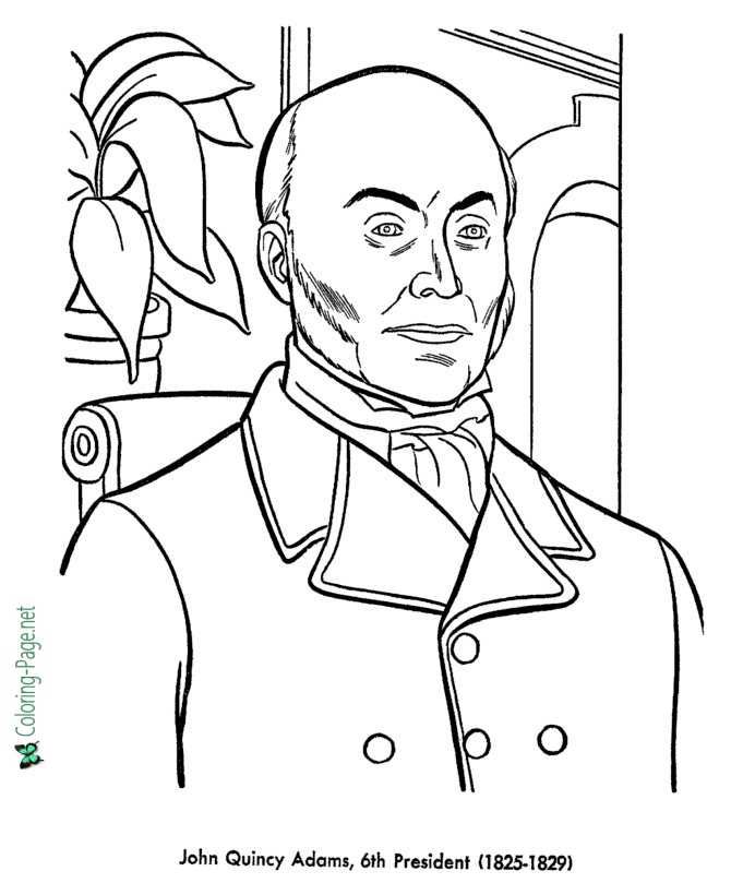 Us presidents coloring pages john quincy adams