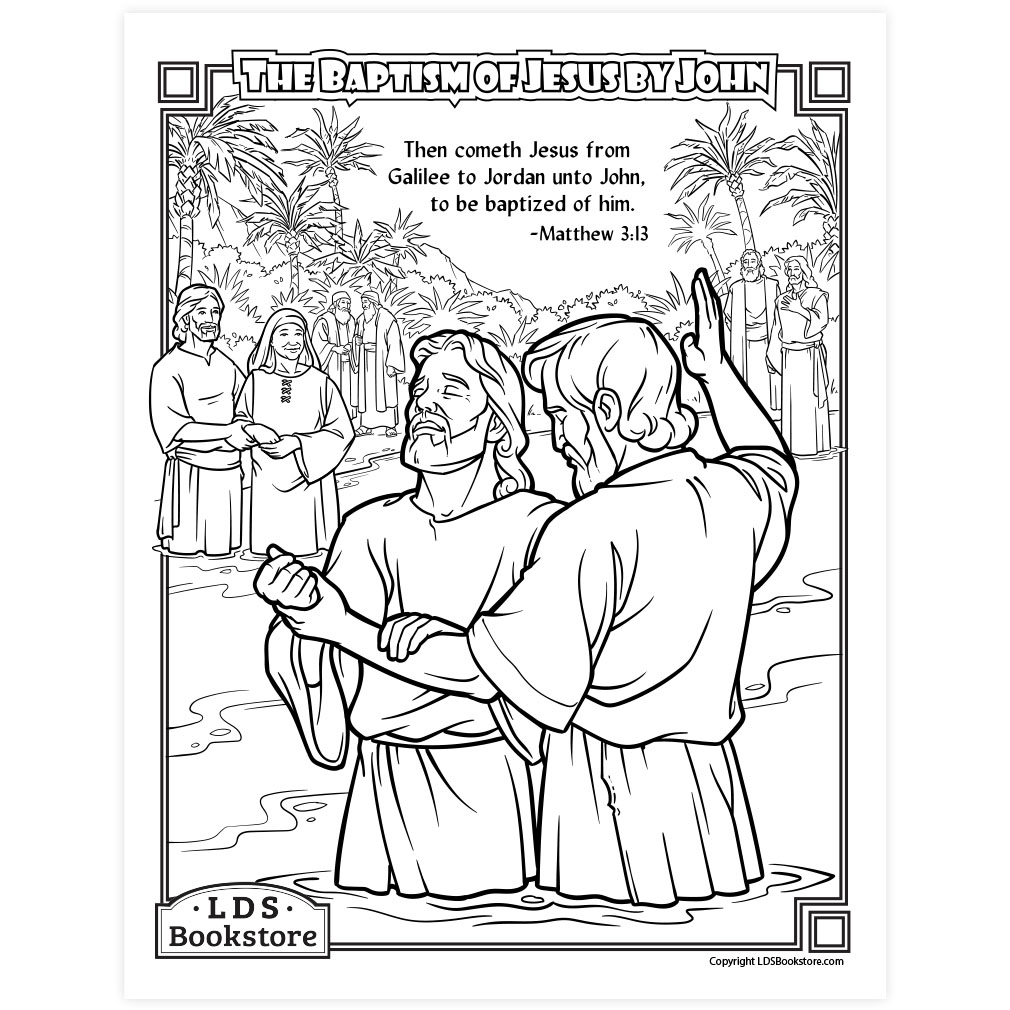 Jesus christ is baptized coloring page