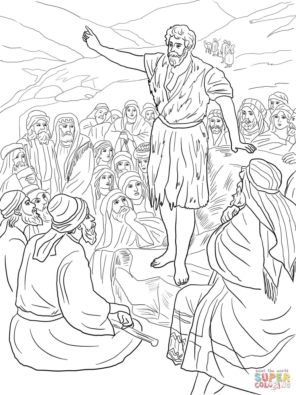 John the baptist preaching in the wilderness coloring page free printable coloring pages