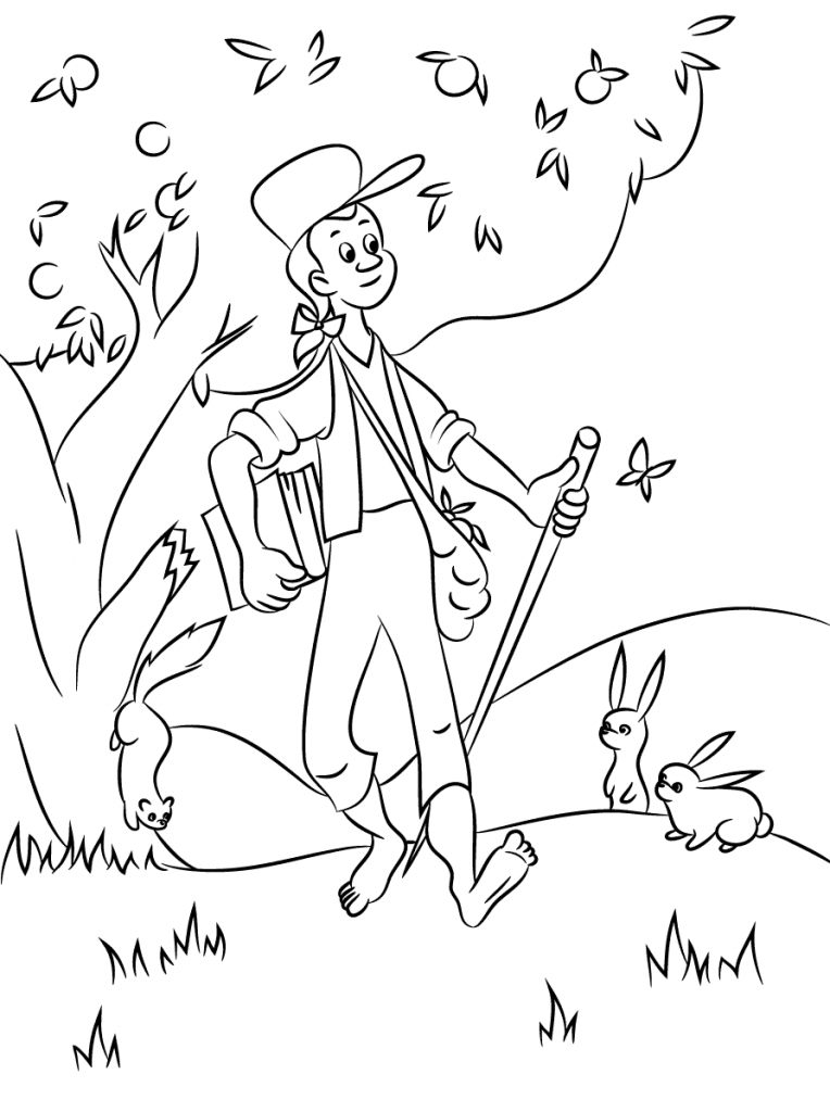 Johnny appleseed coloring pages