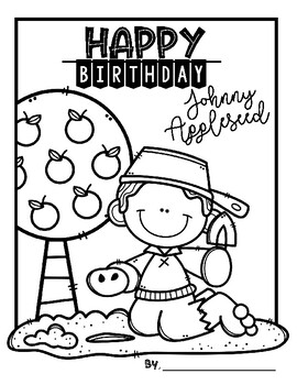 Free happy birthday johnny appleseed coloring by ana peavy tpt