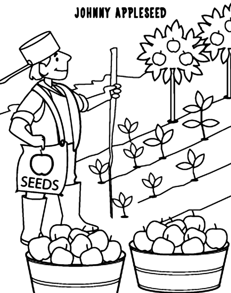 Johnny appleseed coloring pages