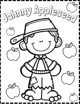 Johnny appleseed coloring pages and hats by crazy busy in first