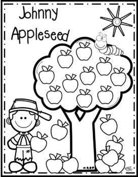 Free johnny appleseed color page kindergarten worksheets johnny appleseed activities apple seeds