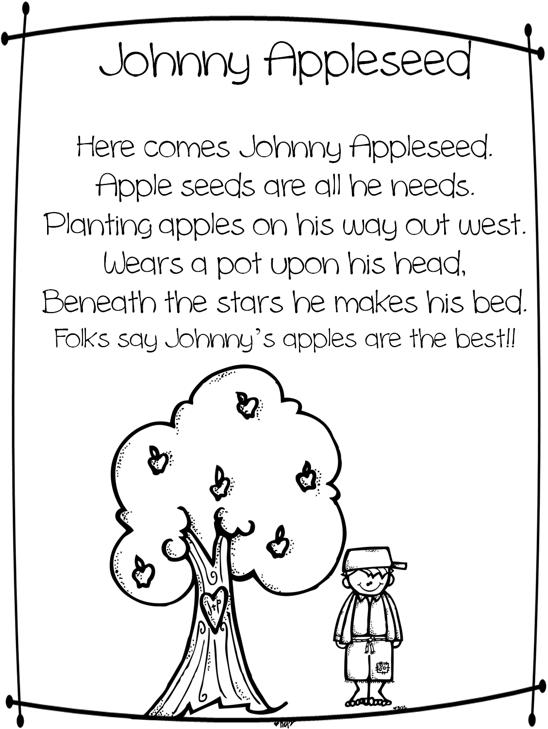 Johnny appleseed coloring pages