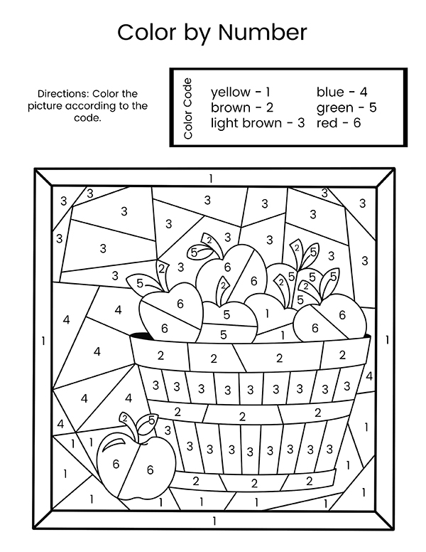 Johnny appleseed color by number
