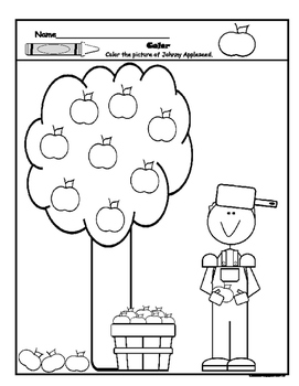 Johnny appleseed coloring page by laura hopper tpt