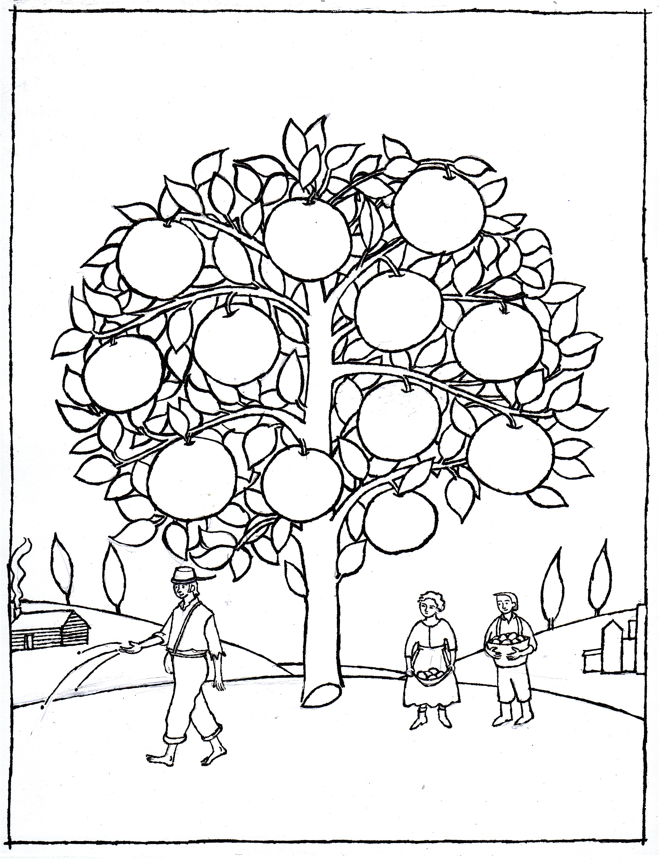 Johnny appleseed coloring page lynne rae perkins